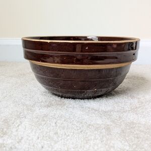 Vintage Brown Stoneware Crock Mixing Bowl